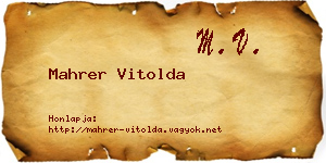 Mahrer Vitolda névjegykártya